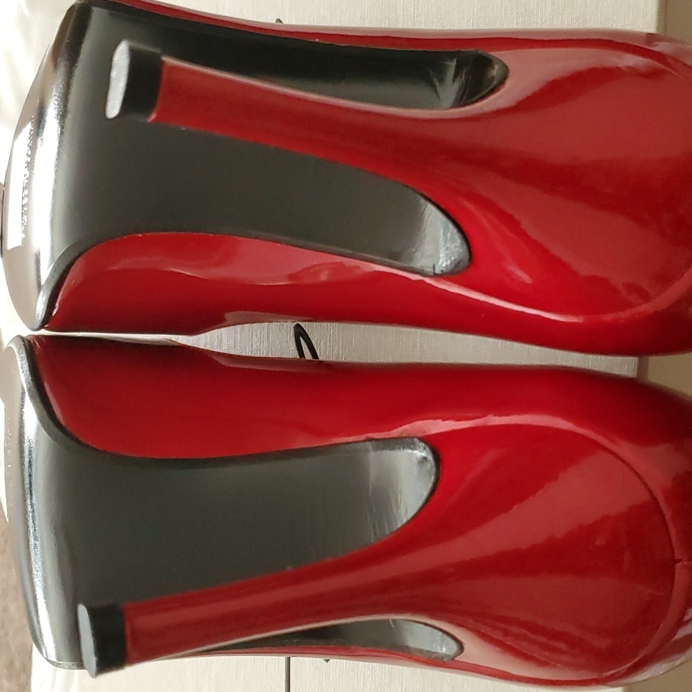 RED Stuart Weitzman Patent Pumps